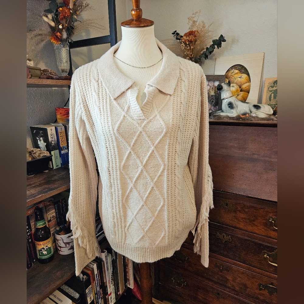 Cream Colored Knit Super Soft Sweater 80 Park Women’s Size Medium